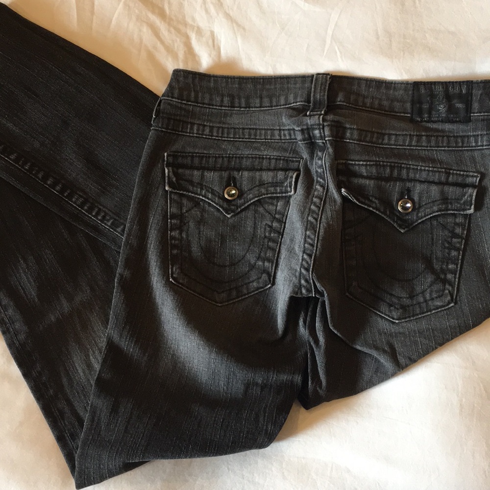 Dark Gray True Religion Jeans with Button Detail